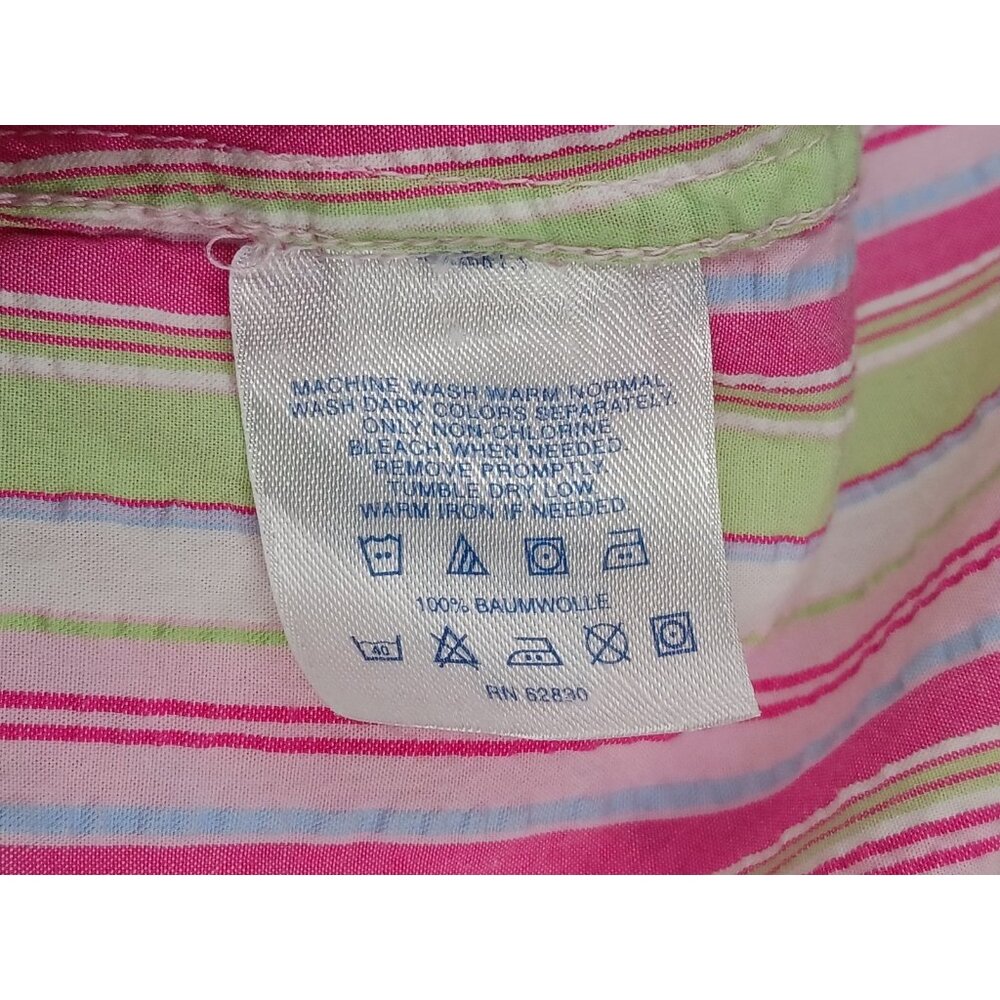 Lands End Seersucker Pastel Stripe Button Up Collared Shirt Womens 1X 16W-18W - Picture 9 of 11